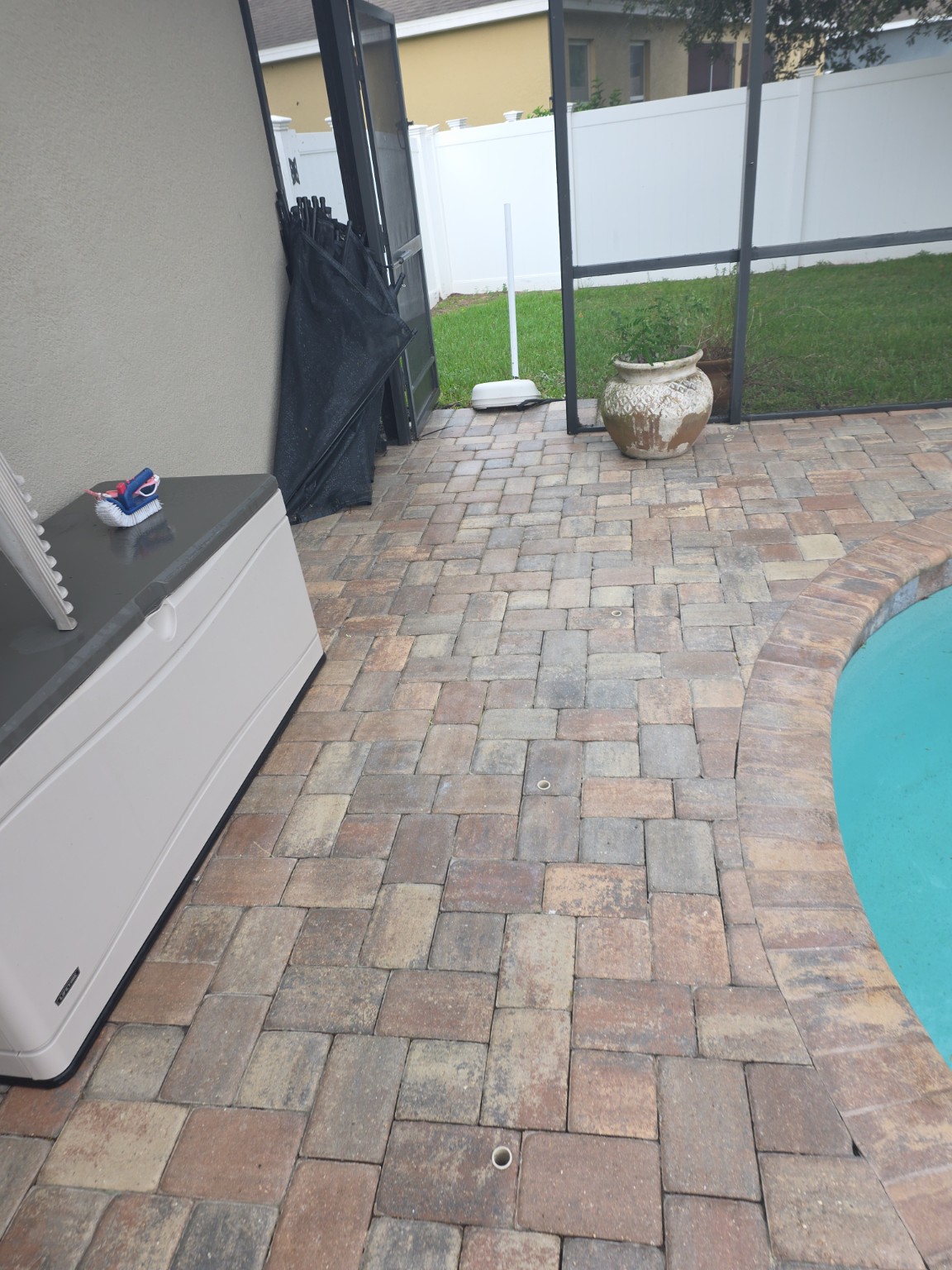 Clean paver pool deck from a Southern Pressure Washing project